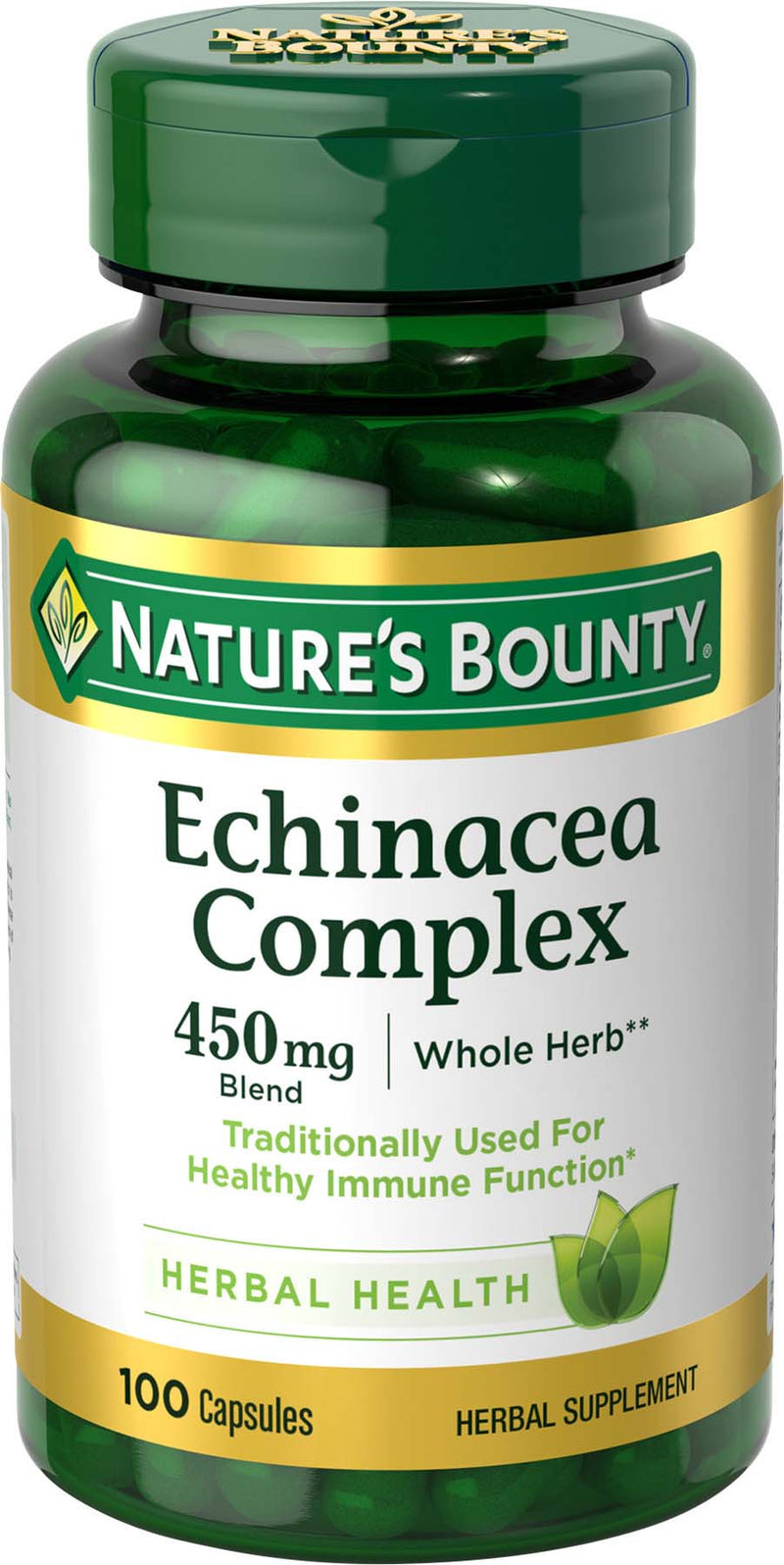 Nature's Bounty Echinacea Complex 450mg Blend - Herbal Supplement - 100 capsules