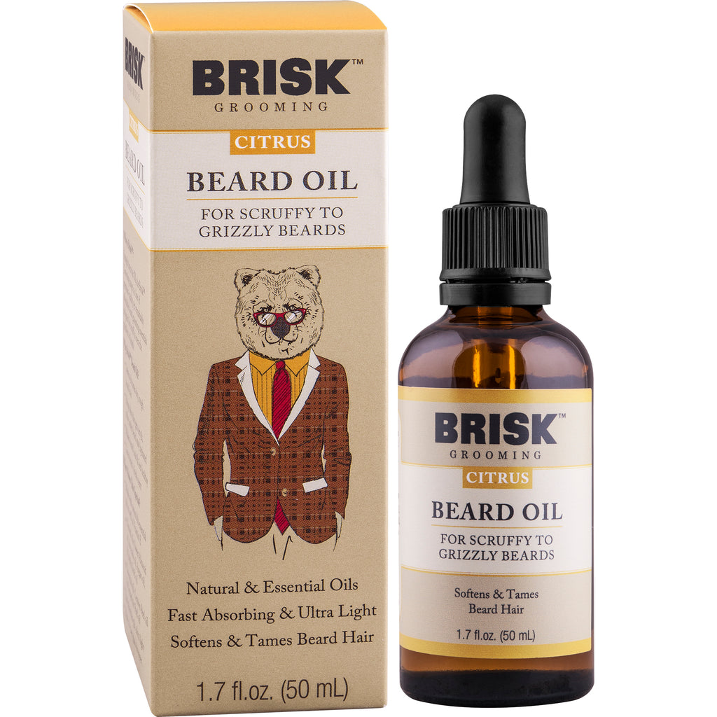 Brisk Grooming Beard Oil - Citrus - For Scruffy to Grizzly Beards - 1.7 fl oz bottle