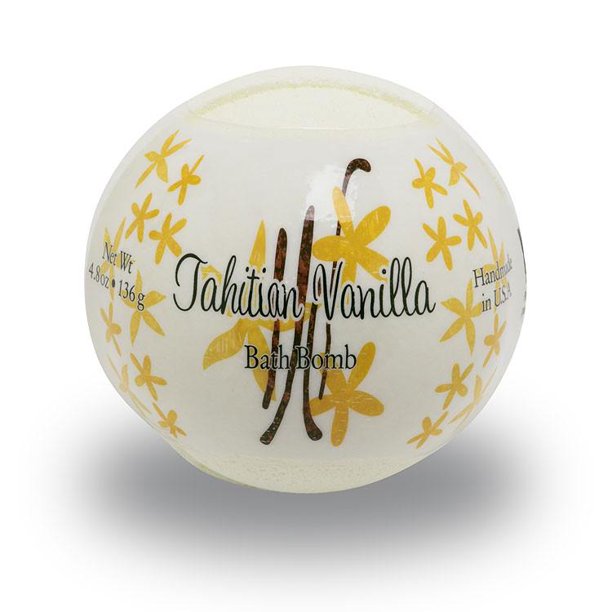 Primal Elements Tahitian Vanilla Bath Bomb, 4.8 oz, Made in USA