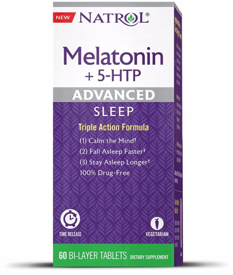 Natrol Melatonin + 5-HTP Advanced Sleep Time Release Tablets, 60 ct, Vegetarian, Dairy Free, Gluten Free*