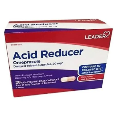 Leader Acid Reducer, Omeprazole 20mg delayed-release - 28 capsules