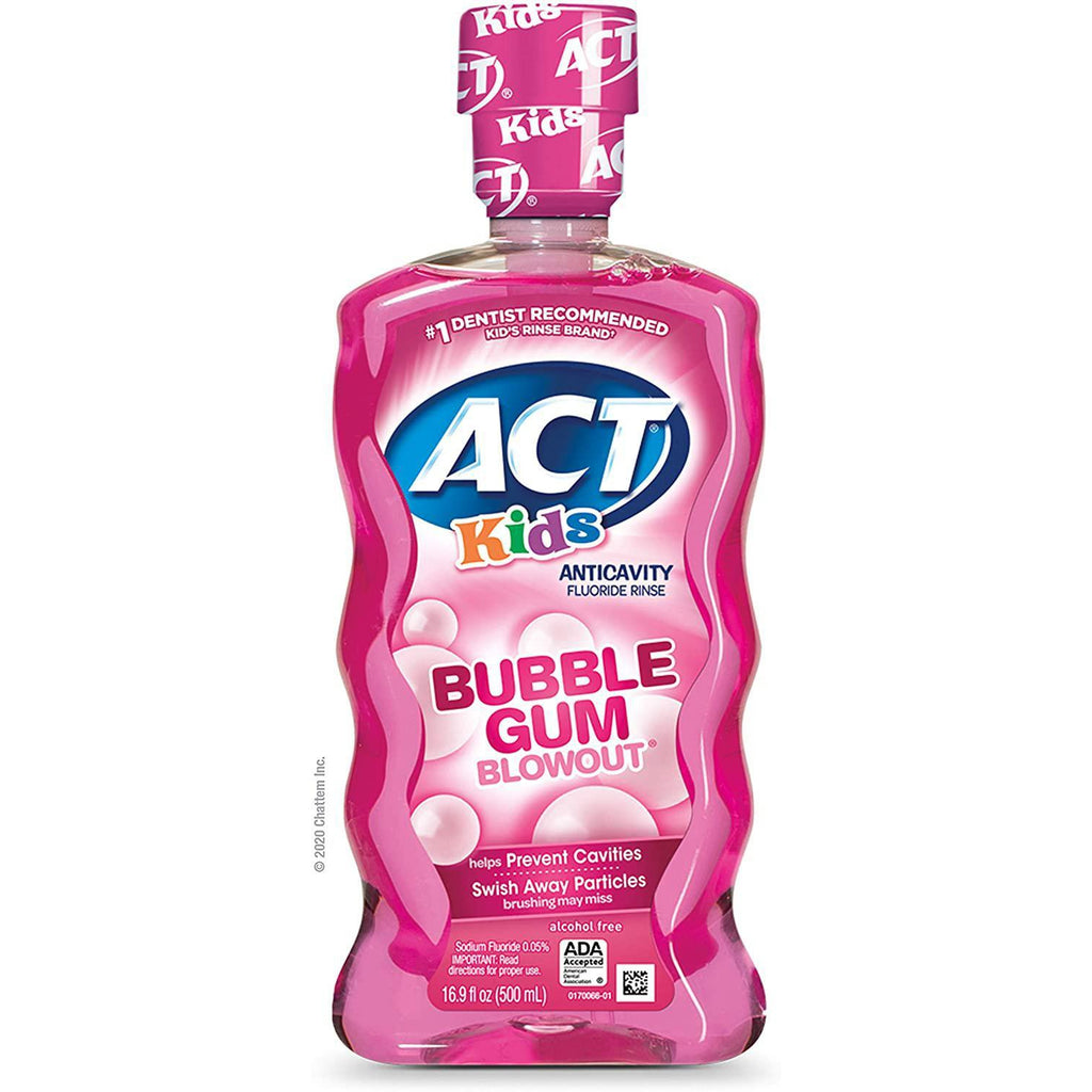 ACT Kids Anti-Cavity Fluoride Rinse Bubblegum Blowout Children's Mouthwash -16.9 Fl Oz