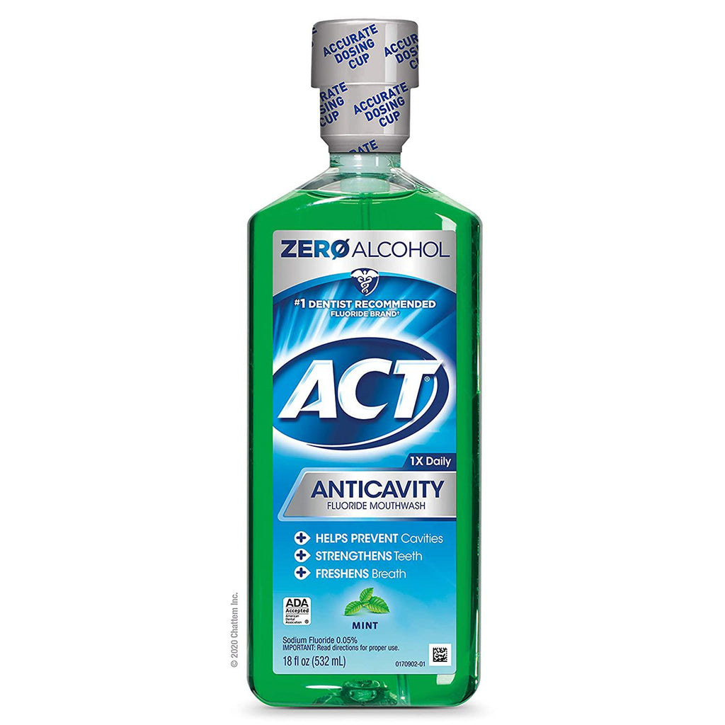 ACT Alcohol Free Anti-Cavity Fluoride Mouthwash Mint - 18 oz