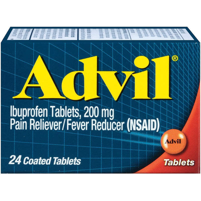 Advil Coated Tablets Pain Reliever and Fever Reducer, Ibuprofen 200mg, 24 Count