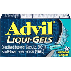 Advil Liqui-Gels Pain Reliever and Fever Reducer, Solubilized Ibuprofen 200mg, 80 Count
