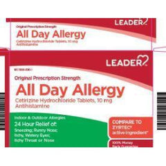 Leader All Day Allergy with 10 mg of Cetirizine Hydrochloride, 30 Tablets