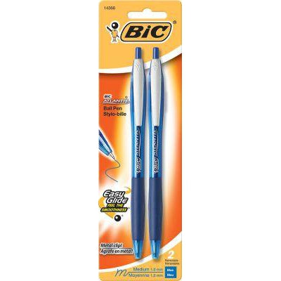 Bic Atlantis Ball Point Pen, Medium Point, Refillable, Retractable, Bl