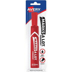 Avery Marks-A-Lot Permanent Markers, Regular Desk-Style Size, Chisel Tip, 1 Red Marker