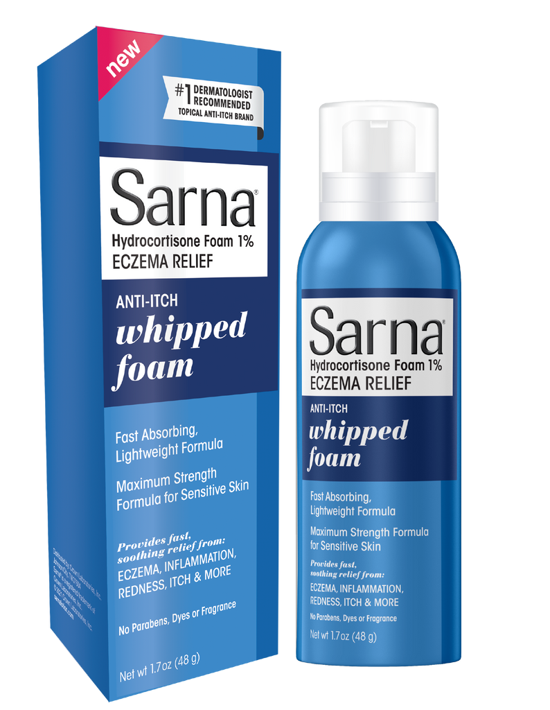 Sarna 1% Hydrocortisone Foam - Eczema Relief Anti Itch Whipped Foam 1.7 Oz