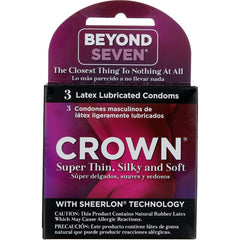 Okamoto Beyond Seven Crown Condoms, Ultra Thin, Pack of 3 Lubricated Latex Condoms