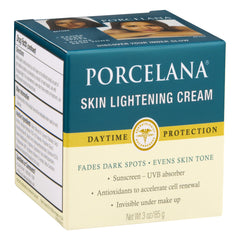 Porcelana Skin Lightening Cream - Daytime Protection - Fades Dark Spots, Evens Skin Tone, Sunscreen & UVB Absorber, Antioxidants - 3 oz