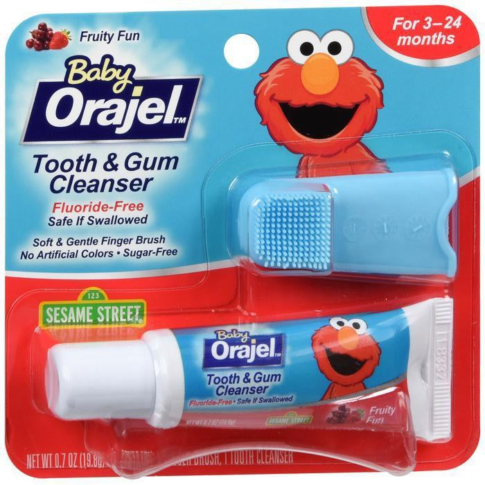 Baby Orajel Elmo Tooth & Gum Cleanser with Finger Brush, Fruity Fun - 0.7 Oz*