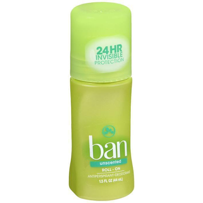 Ban Roll-On Antiperspirant Deodorant, Unscented, 1.5oz
