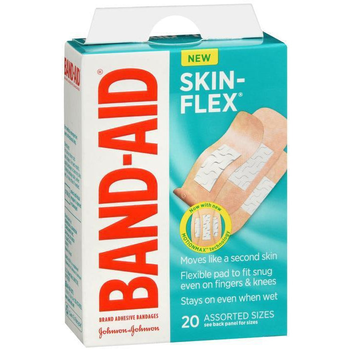 Band Aid Skin Flex Bandages, Assorted Sizes, 20 Count