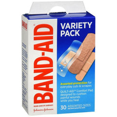 Band-Aid Brand Adhesive Bandage Family Variety Pack, Clear, Tough, and Sport Bandages, Assorted Sizes, 30 Count