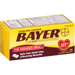 Bayer Genuine Aspirin 325mg Coated Tablets, 50 Count