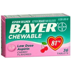 Bayer 81mg Aspirin Chewable Tablets, Cherry Flavored, 36 Count