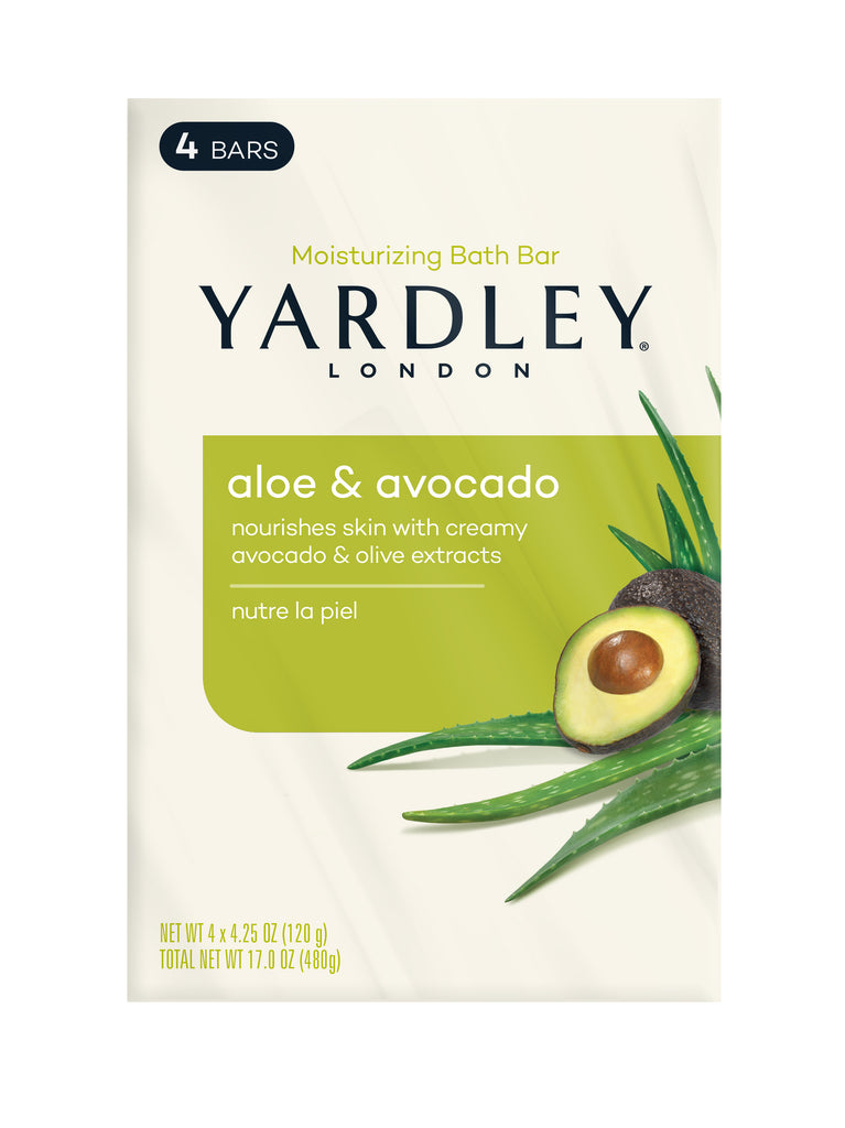 Yardley London Aloe & Avocado Moisturizing Bath Bar - Value Pack of 4 x 4.25 oz Bars
