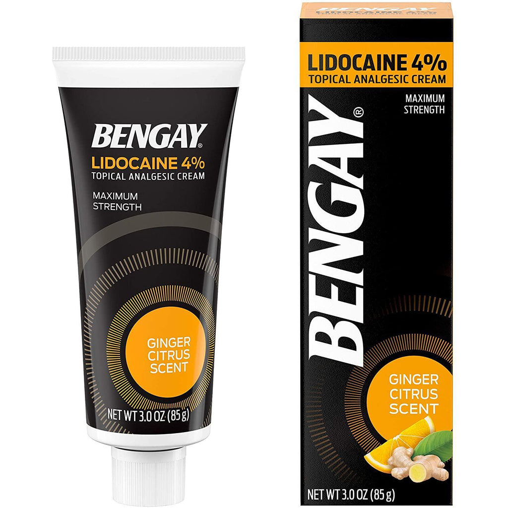 Bengay Pain Relieving Lidocaine Cream Topical Analgesic, Ginger Citrus Scent, 3 oz.