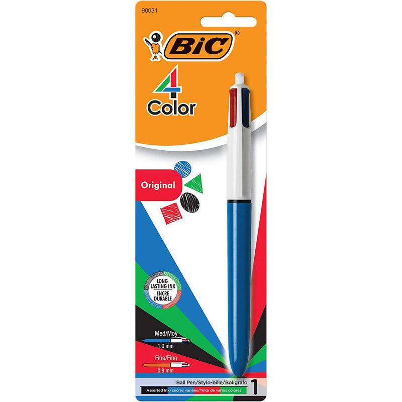 BIC Medium Point Ball Pen, 4 Colors, Assorted Ink, 1 Count