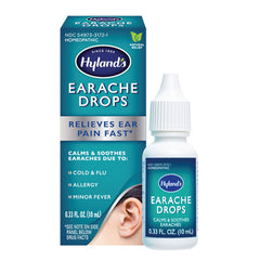 Hyland's Earache Drops Homeopathic Ear Drops for Cold & Flu, Allergy, Minor Fever, 0.33 fl oz