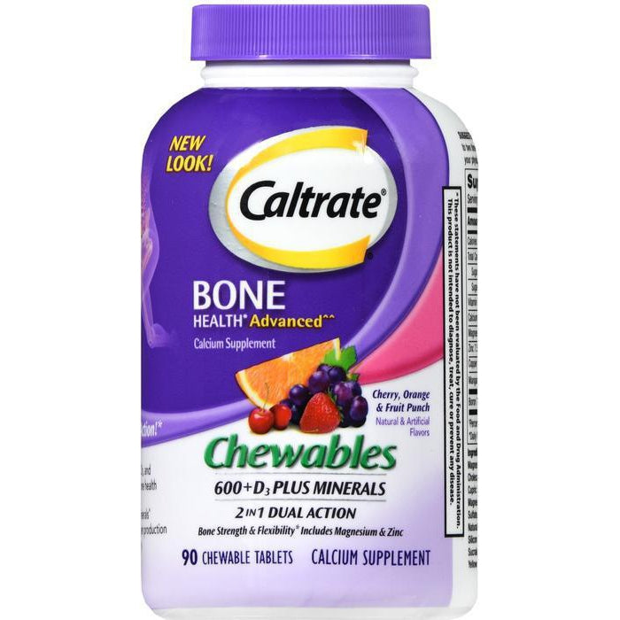 Caltrate Calcium & Vitamin D3 Cherry Orange & Fruit Punch, Chewable Tablets, 90 Count