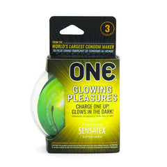 One Condoms Glowing Pleasures - Glow in the Dark Latex Condoms, 3 ct