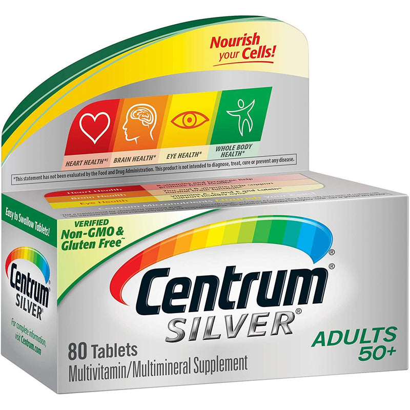 Centrum Silver Multivitamin for Adults 50+, Multivitamin/Multimineral Supplement, 80 tablets