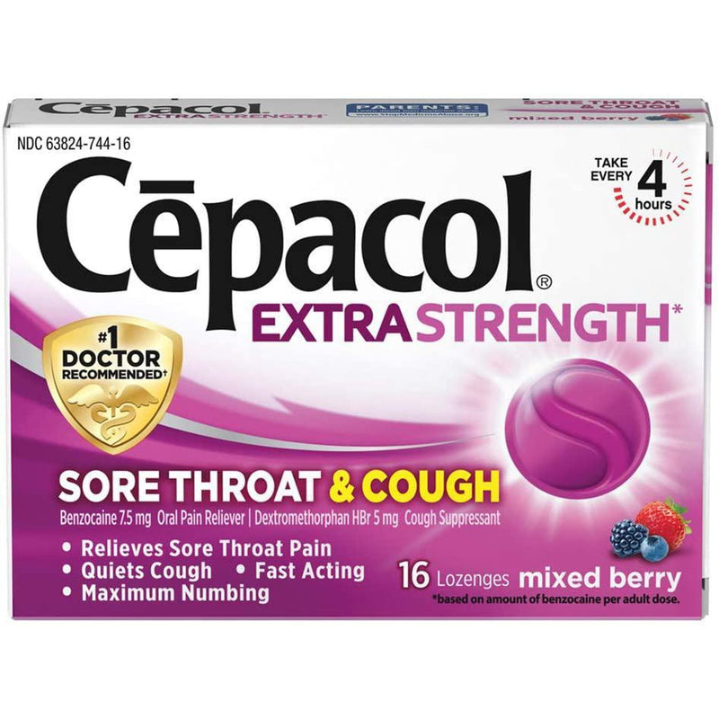 Cepacol Maximum Strength Throat and Cough Drop Lozenges, Mixed Berry, 16 Lozenges