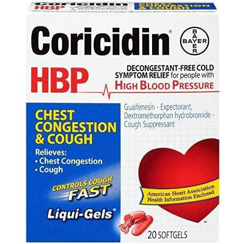 Coricidin HBP Chest Congestion & Cough Liquid Soft Gels, 20 SoftGels