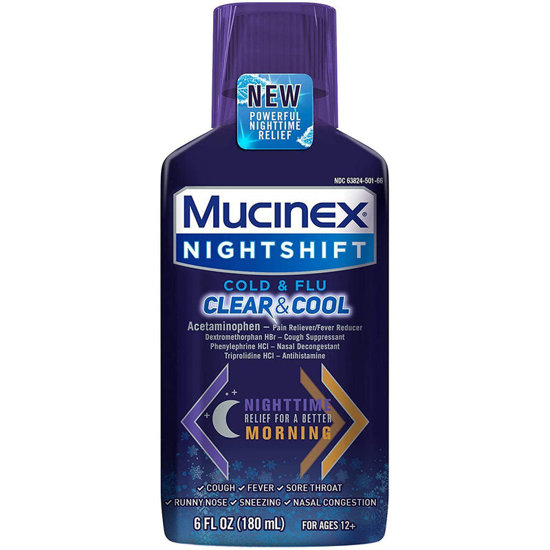 MUCINEX Nightshift Cold & Flu Clear & Cool Liquid 6 fl. oz.