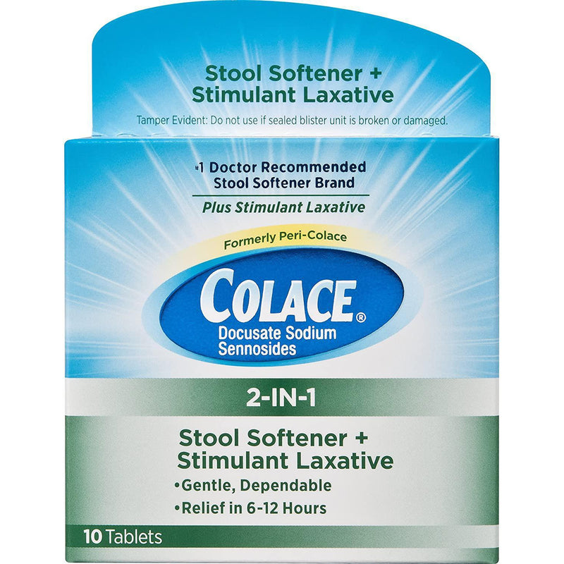 Colace 2-in-1 Stool Softener & Stimulant Laxative Tablets - 10 Count