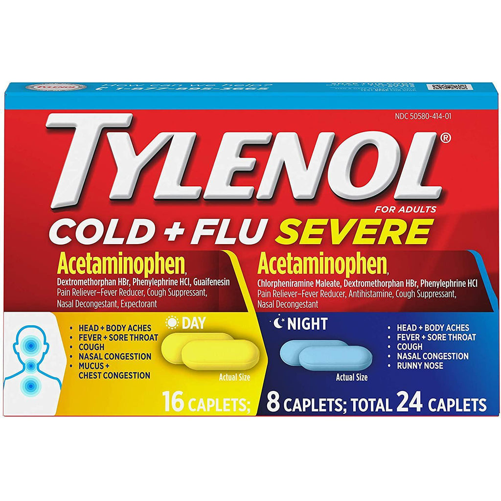 Tylenol Cold + Flu Severe Day & Night Caplets, 24 Count