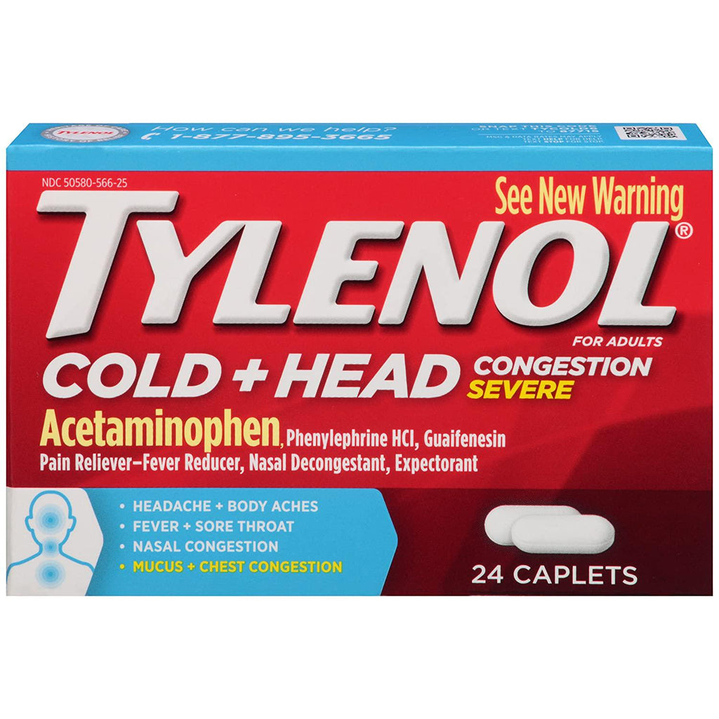 Tylenol Cold + Head Congestion Severe, 24 Caplets