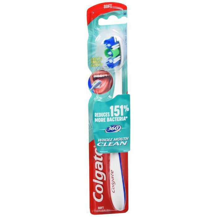 Colgate 360 Toothbrush with Tongue and Cheek Cleaner, Soft - 1 count