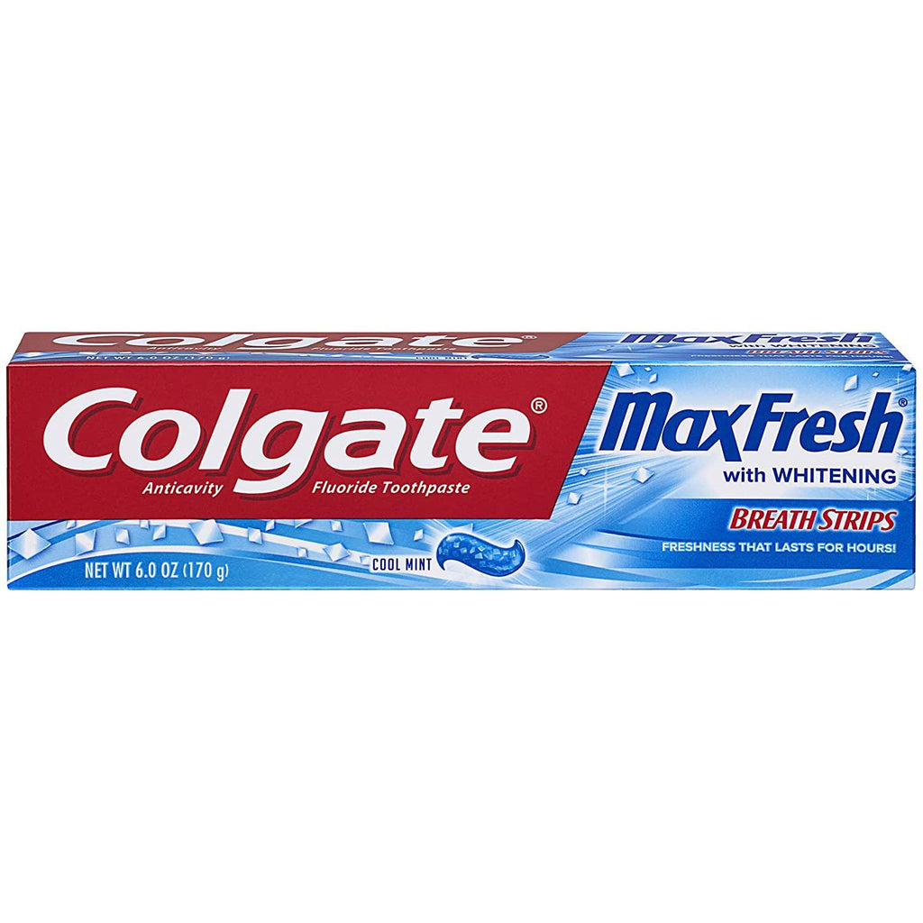 Colgate Max Fresh Toothpaste with Mini Breath Strips, Cool Mint - 6 Oz
