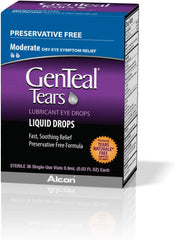 GenTeal Tears Lubricant Liquid Eye Drops, 36 Sterile Single Use Vials, 0.03 fl oz ea, Pack of 2
