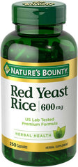 Nature's Bounty Red Yeast Rice 600 mg Capsules - 250 ct Herbal Supplement