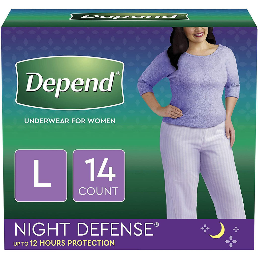 Depend Night Defense Incontinence Overnight Underwear for Women, L, 14 Count