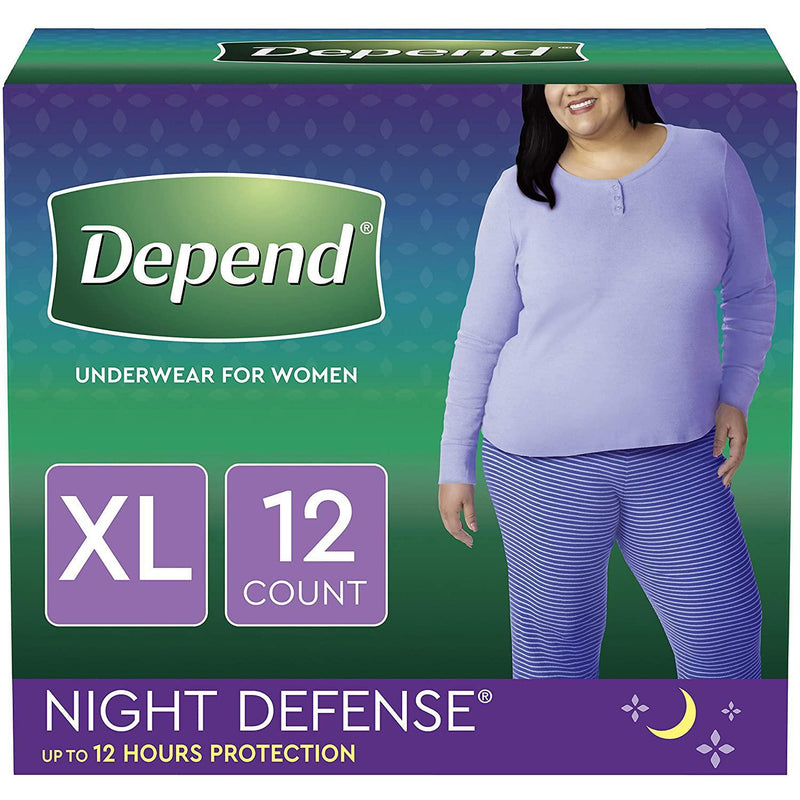 Depend Night Defense Incontinence Overnight Underwear for Women, XL, 12 Underwear