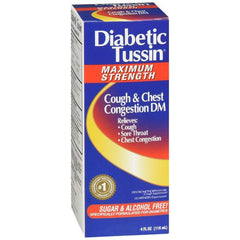Diabetic Tussin DM Cough Suppressant & Expectorant Liquid Maximum Strength, 4 Fl OZ
