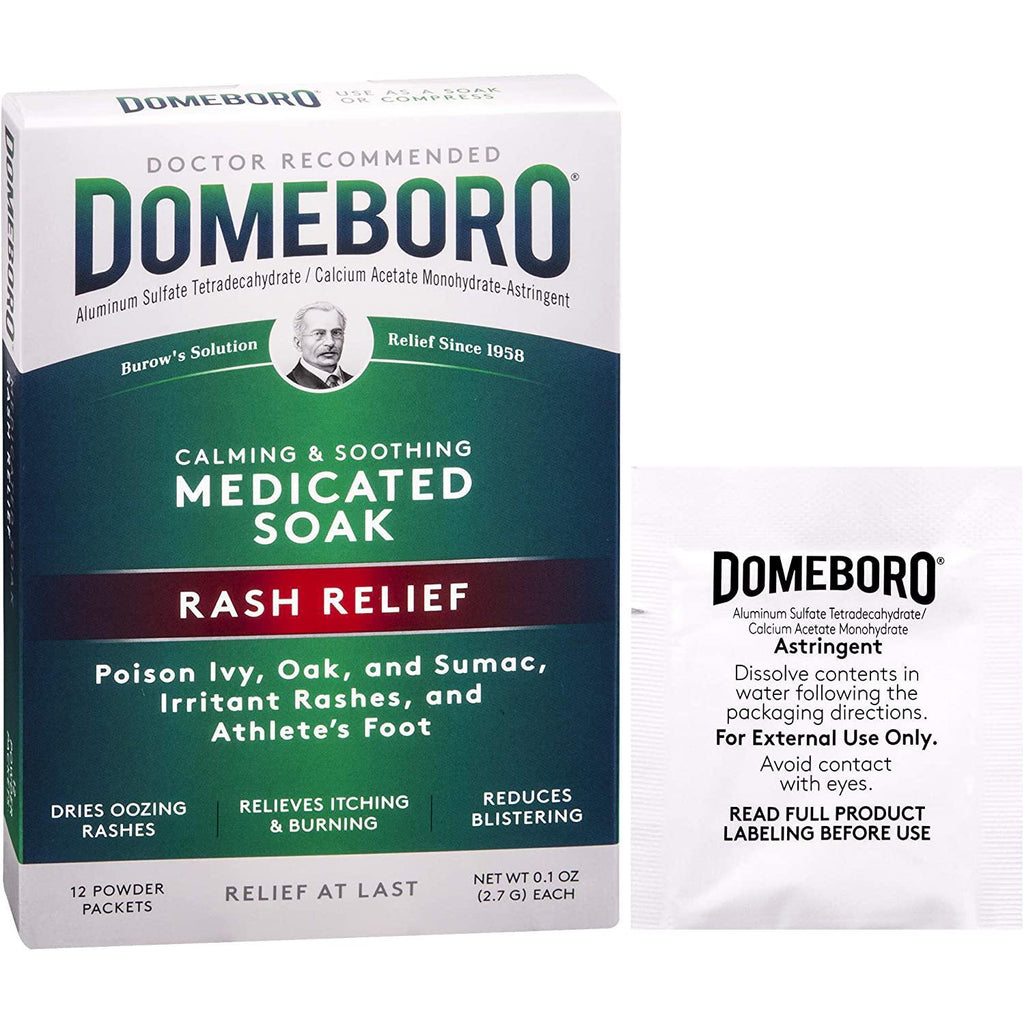 Domeboro Medicated Soak Rash Relief (Burow’s Solution), 12 Powder Packets