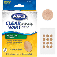 Dr. Scholl's Clear Away Wart Remover Medicated Disks, Plantar for Feet, 24 Count