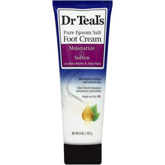 Dr Teal's Pure Epsom Salt Foot Cream with Shea Butter & Aloe Vera & Vitamin E, 8 Ounce