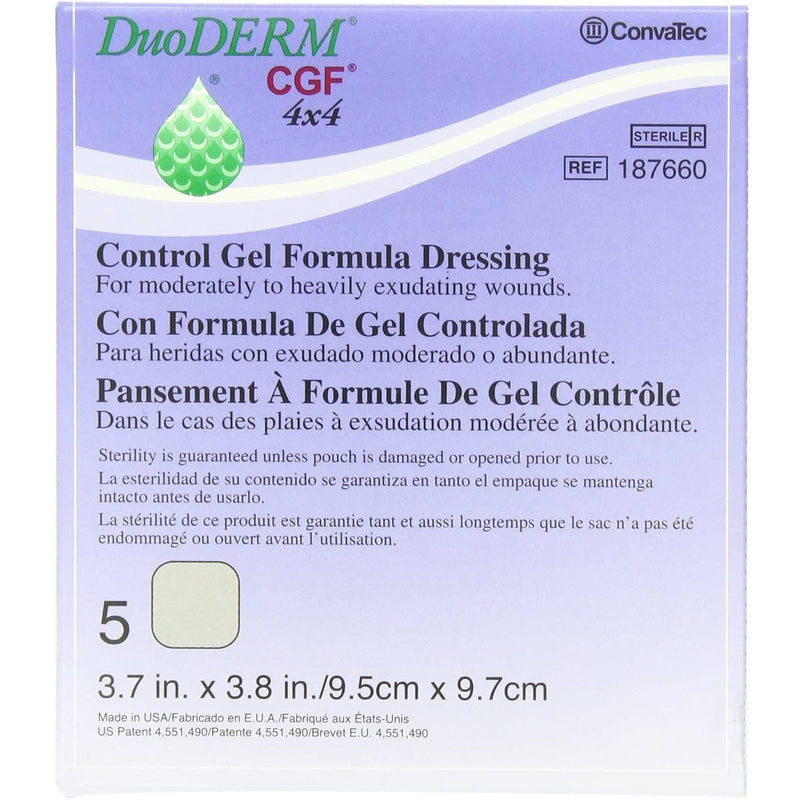 ConvaTec Duoderm CGF Wound Dressing, 4"x4", 5 Count