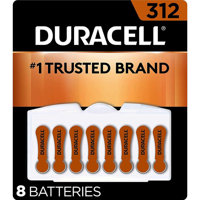 Duracell Hearing Aid Batteries Size 312, with EasyTab for Ease of Installation, 8 Count