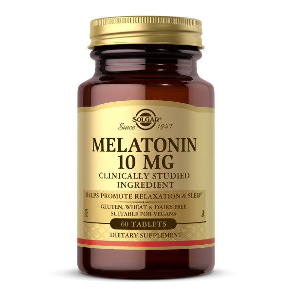 Solgar Melatonin 10 mg Tablets, 60 ct - Vegan, Gluten Free, Dairy Free, Kosher Supplement