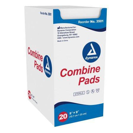 Dynarex Combine Pads, 5" x 9", Sterile, Pack of 20