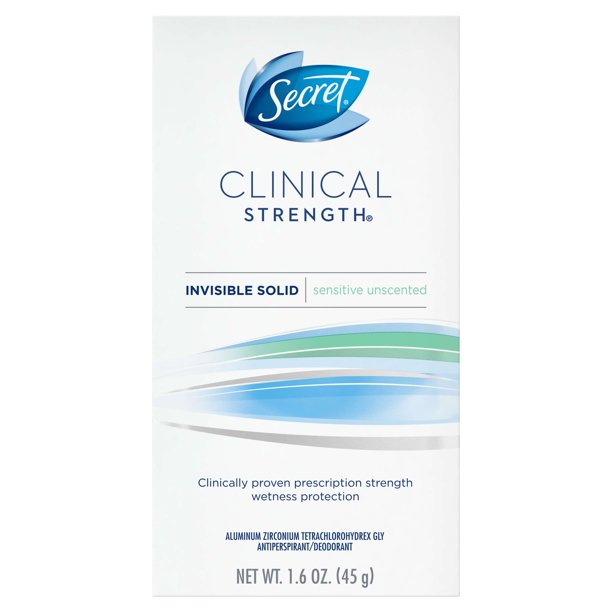 Secret Clinical Strength Invisible Solid Antiperspirant and Deodorant, Free & Sensitive, 1.6 oz
