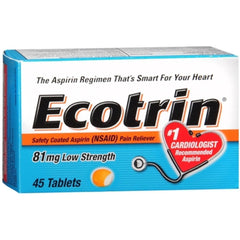 Ecotrin Low Strength Aspirin, 81 mg, Adult, 45 Tablets